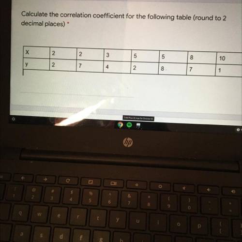 Calculate the coefficient for the following table round two decimal places