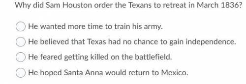 Why did sam houston order the texans to retreat in march 1836