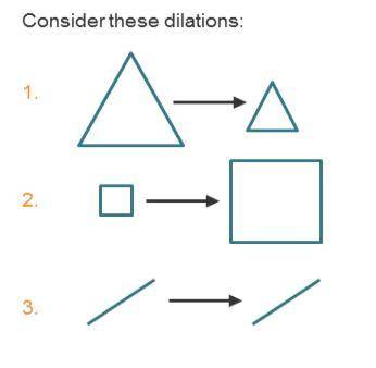 Which best describes the scale factor for each dilation?

Dilation 1 has a scale factor 
.
Dilatio