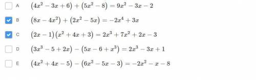 Which of the following equations are true? Select three that apply.