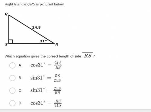 Right triangle QRS is pictured below.
