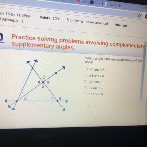 Which angle pairs are supplementary