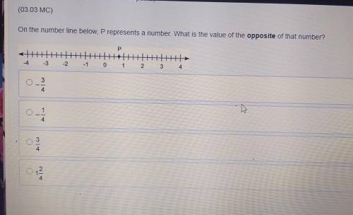 On the number line below. P number what is the value of the opposite of that number.