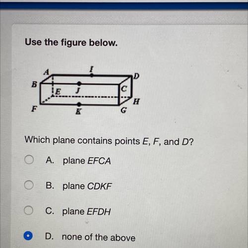 Which plane contains points E, F, and D?