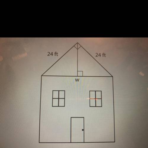 10 points

The diagram below shows the design of a house roof. Each side of the
roof is 24 feet lo