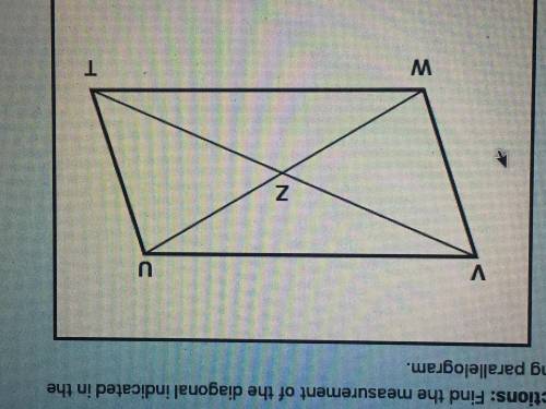 Find the measurement of the diagonal if vt=22, then ZT=?