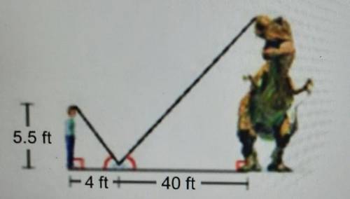 Using the figure at the right, find the height of the dinasaur.
