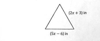 the triangular playpen below is equilangular. What is the perimeter? (Remember perimeter is the dis
