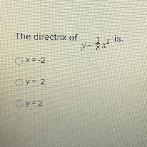 The directrix of y=1/8x2 is