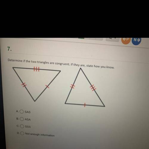 Determine if the two triangles are congruent. If they are, state how you know