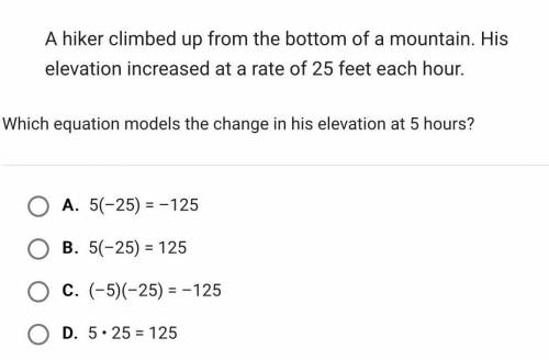 A hiker climbed up from the bottom of a mountain. His elevation increased at a rate of 25 feet each