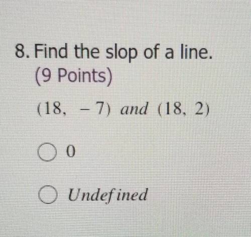 Find the slope (18, -7) (18,2) help please