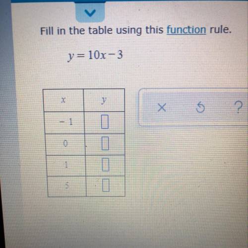 Fill in the table using this function rule.
y = 10x-3
X
-
0