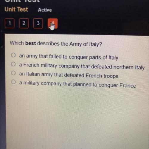 Which best describes the Army of Italy?

an army that failed to conquer parts of Italy
a French mi