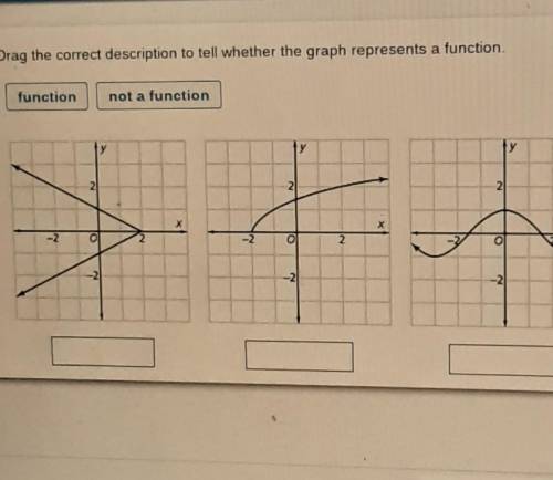 Drag the correct description to tell whether the graph represents a function.