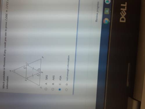 Which postulate or theorem, if any, could you use to prove DBE is congruent to FCE? If not enough i