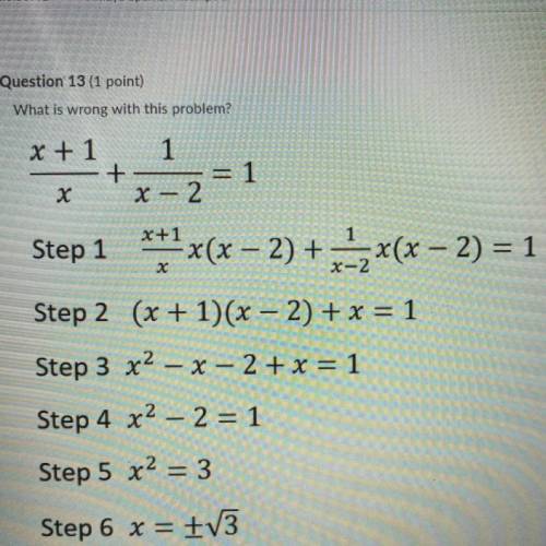 URGENT!

What is wrong with this problem?
A. The solutions are extraneous in step 6.
B. They did n