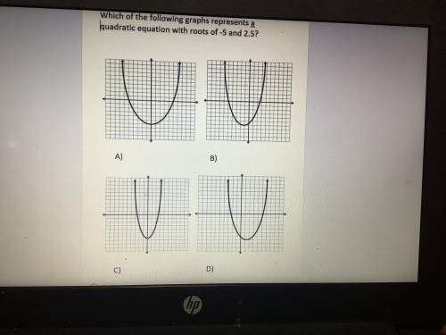 Which of the following graphs represents a quadratic equation with roots of -5 and 2.5
