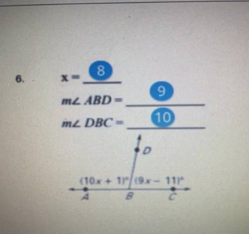 8. What is x

9. What is the measure of angle ABD 
10. What is the measure of angle DBC 
(Ps the n