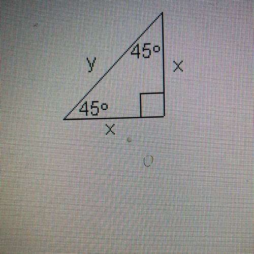 In the triangle, x = 3. Find y.
A)
y= 6
B)
y = 7
y= V3
D)
y= 3v3