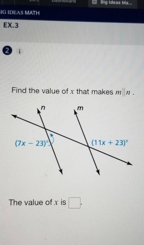 Find the value of x that makes m||n