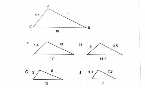 Which triangle is the most similar to triangle ABC?