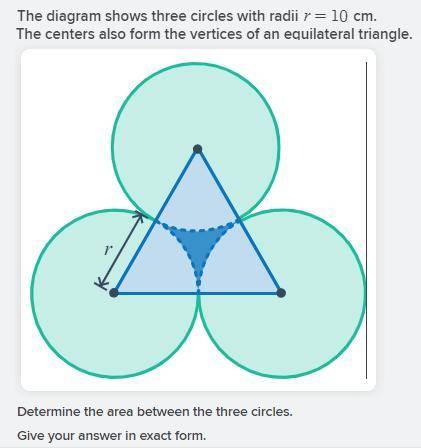 OMG PLEASE HELP The diagram shows three circles with radii r=10 cm. The