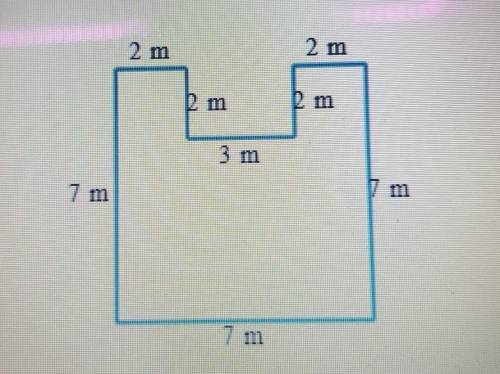Find the area of the figure. (sides meet at right angles.) 2m 2m 2m 2m 3m 7m 7m 7m