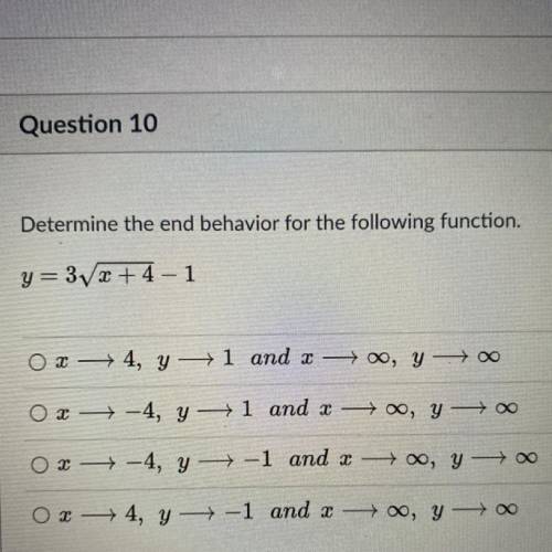 Determine the end behavior for the following function.
HELP PLEASE! WILL MARK BRAINIEST !