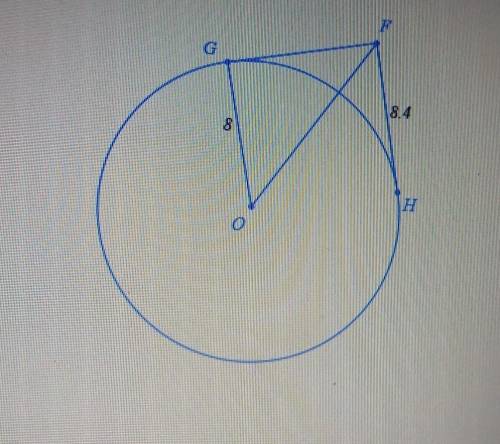 In the figure below, the segments FG and FH are tangent to the circle centered at O. Given that OG=