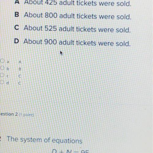 the system of equation A+C=950 6a+4c=4840 can be used to determine the number of adult tickets A an