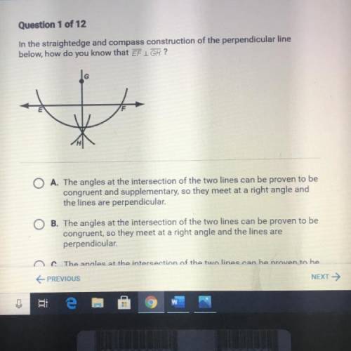 In the straightedge and compass construction of the perpendicular line

below, how do you know tha
