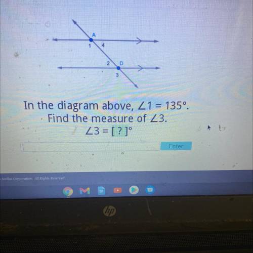 In the diagram above, Z1 = 135º.
Find the measure of Z3.
Z3 = ?