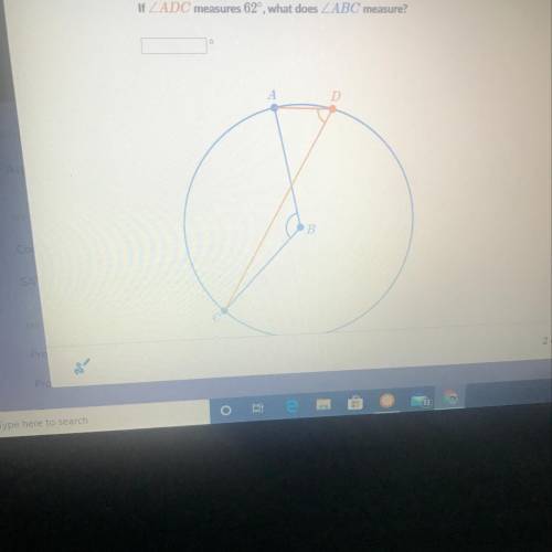 A circle is centered on point B, points A,C and D lie on its circumference. If angle ADC measures 6