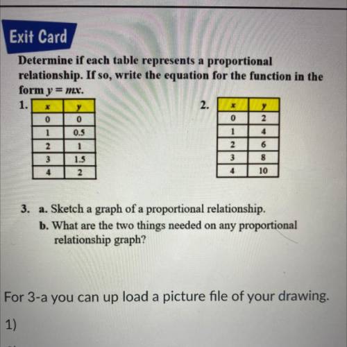 Determine if each table is a proportional relationship what is 1 2 and 3b
