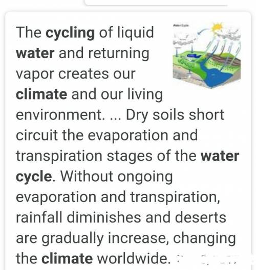 Explain one way the water cycle affects climate. Use complete sentences.

whoever has the best answ