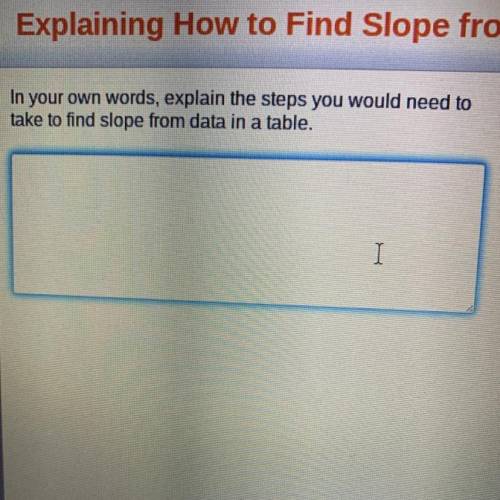 HELP Explaining How to

 In your own words, explain the steps you would need to
take to find slope