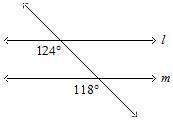 Is line l parallel to line m? Explain.

Yes, alternate interior angles are congruent.
No; alternat