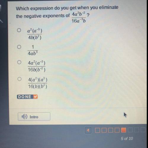 Which expressions do you get when you eliminate the negative exponents of .........