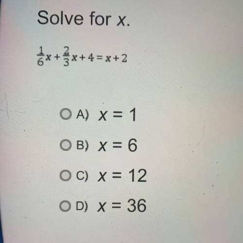 Solve for x. It’s in the picture