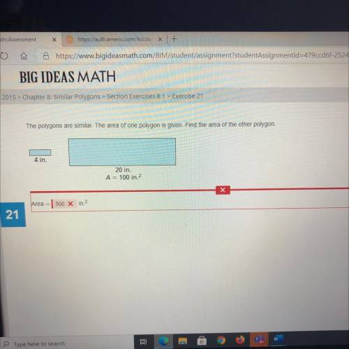 The polygons are similar. The area of one polygon is given. Find the area of the other polygon.

4