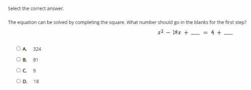 Select the correct answer.

The equation can be solved by completing the square. What number shoul