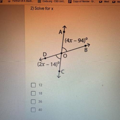 What is the answer for x ?