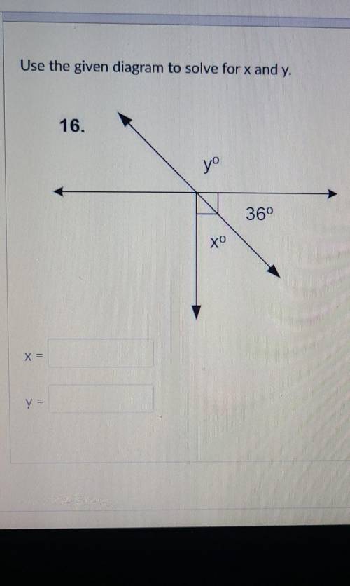 Use the diagram to solve x and y