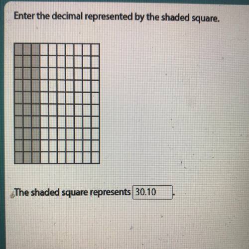 Enter the decimal represented by the shaded square.
The shaded square represents ___?