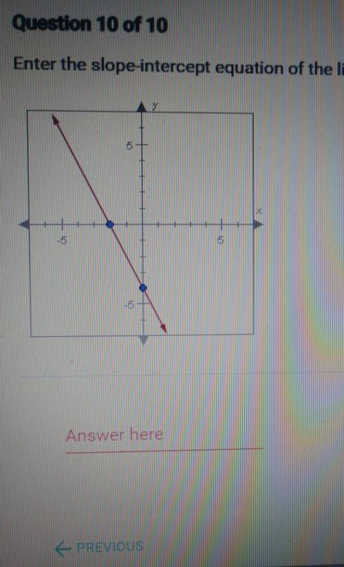 What would the slope intercept equation of the line shown below