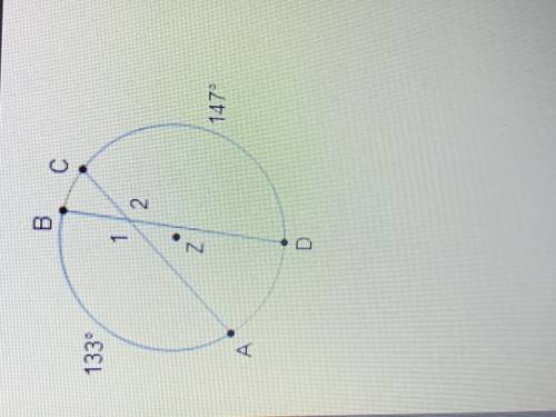In circle C what is angle 2