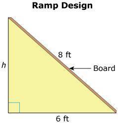 Gina wants to use a board that is 8 feet long to make a ramp. She wants the ramp to be 6 feet wide.