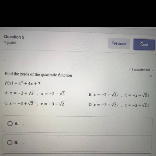 Find the zeros of the quadratic function