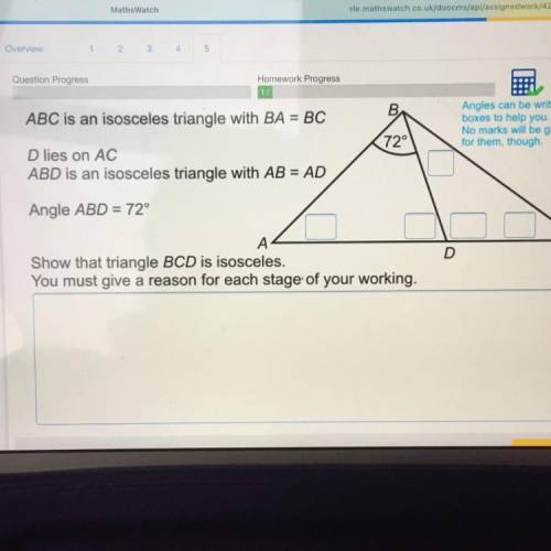 Maths Watch

Overview
+
2 3 4 5
Question Progress
Homework Progress
B
ABC is an isosceles triangle